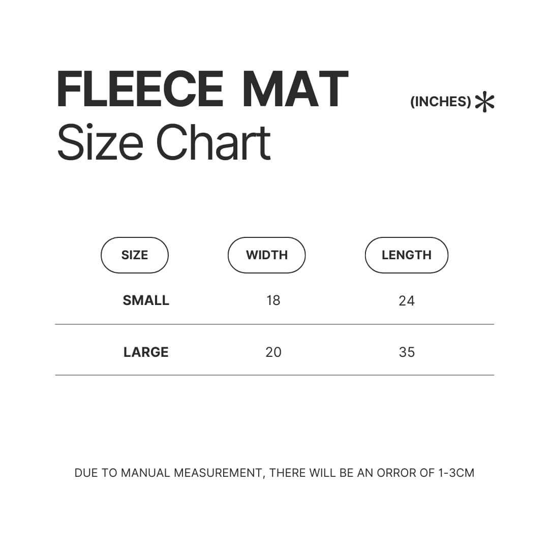 Fleece Mat Size Chart - Boku no Pico Merch