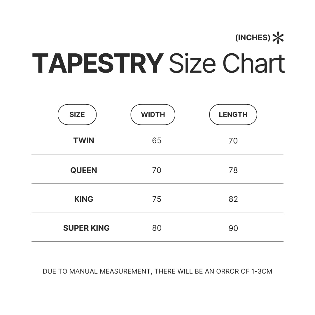 Tapestry Size Chart - Boku no Pico Merch