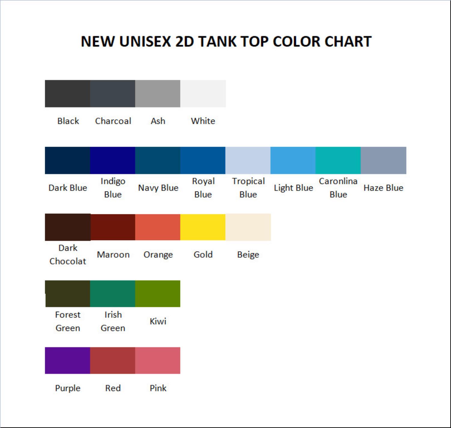 tank top color chart - Boku no Pico Merch